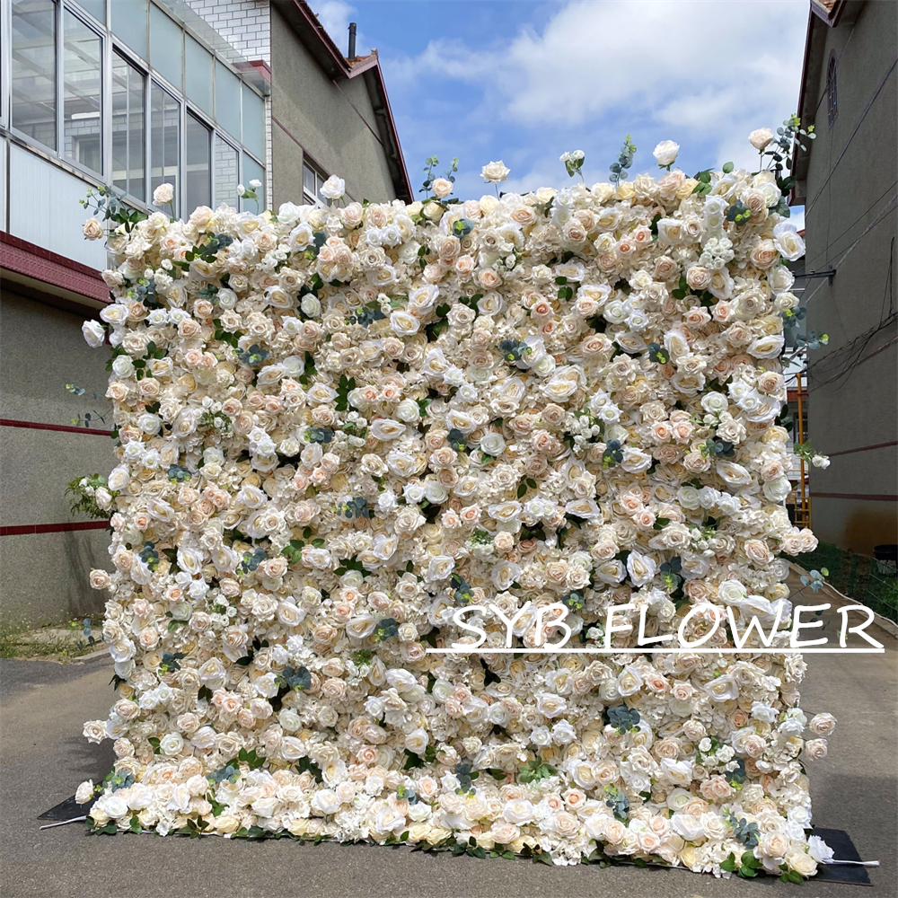 #321 Customized 3D/5D Cloth Back Roll up Articifial Flower Wall Backdrop For Wedding Event Party Decoration