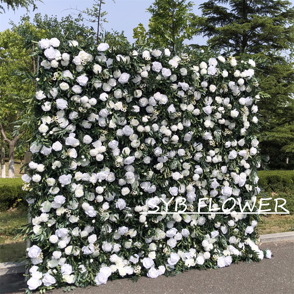 #324 Customized 3D/5D Cloth Back Roll up Articifial Flower Wall Backdrop For Wedding Event Party Decoration