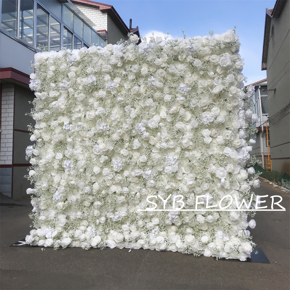 #333 Customized 3D/5D Cloth Back Roll up Articifial Flower Wall Backdrop For Wedding Event Party Decoration