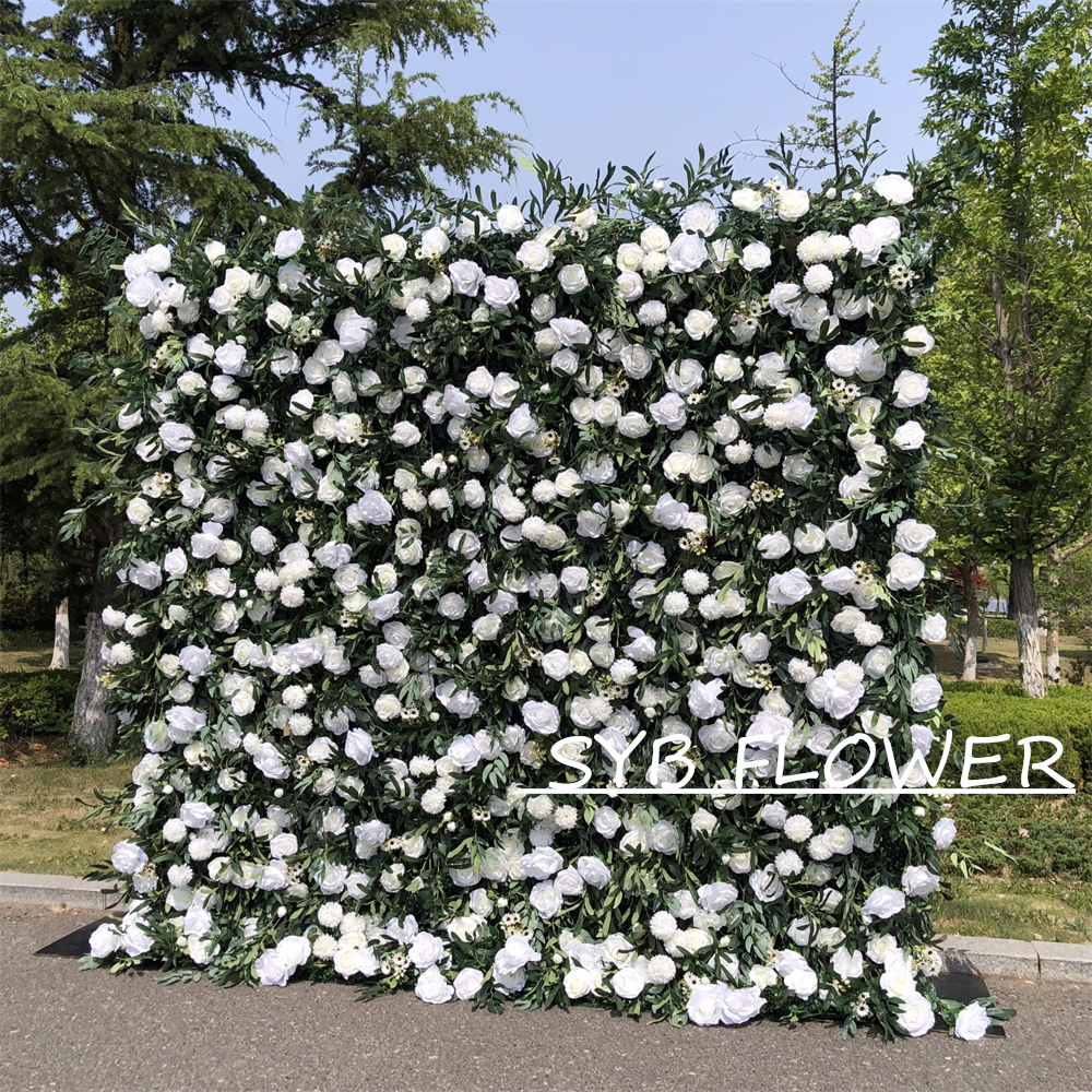 #324 Customized 3D/5D Cloth Back Roll up Articifial Flower Wall Backdrop For Wedding Event Party Decoration