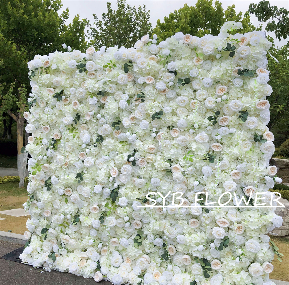 #326 Customized 3D/5D Cloth Back Roll up Articifial Flower Wall Backdrop For Wedding Event Party Decoration