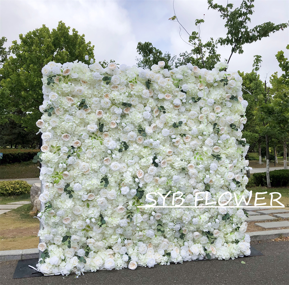 #326 Customized 3D/5D Cloth Back Roll up Articifial Flower Wall Backdrop For Wedding Event Party Decoration