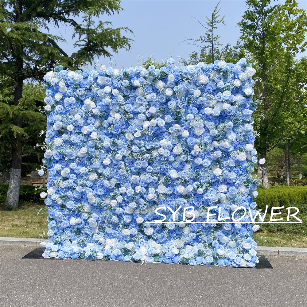 #323 Customized 3D/5D Cloth Back Roll up Articifial Flower Wall Backdrop For Wedding Event Party Decoration