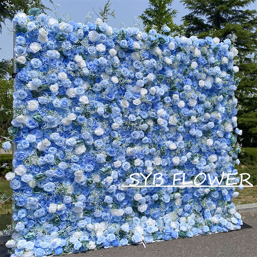 #323 Customized 3D/5D Cloth Back Roll up Articifial Flower Wall Backdrop For Wedding Event Party Decoration