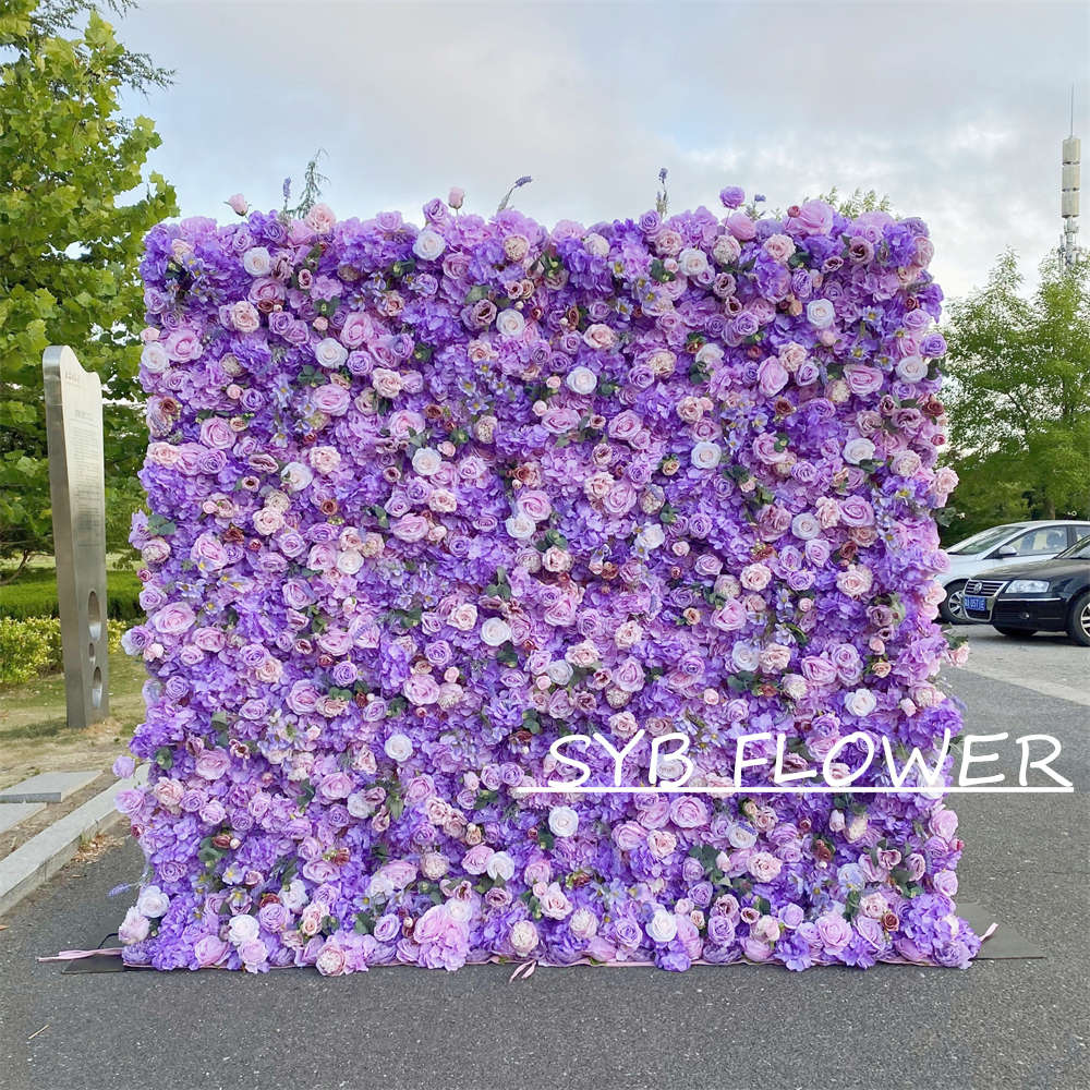 #327 Customized 3D/5D Cloth Back Roll up Articifial Flower Wall Backdrop For Wedding Event Party Decoration