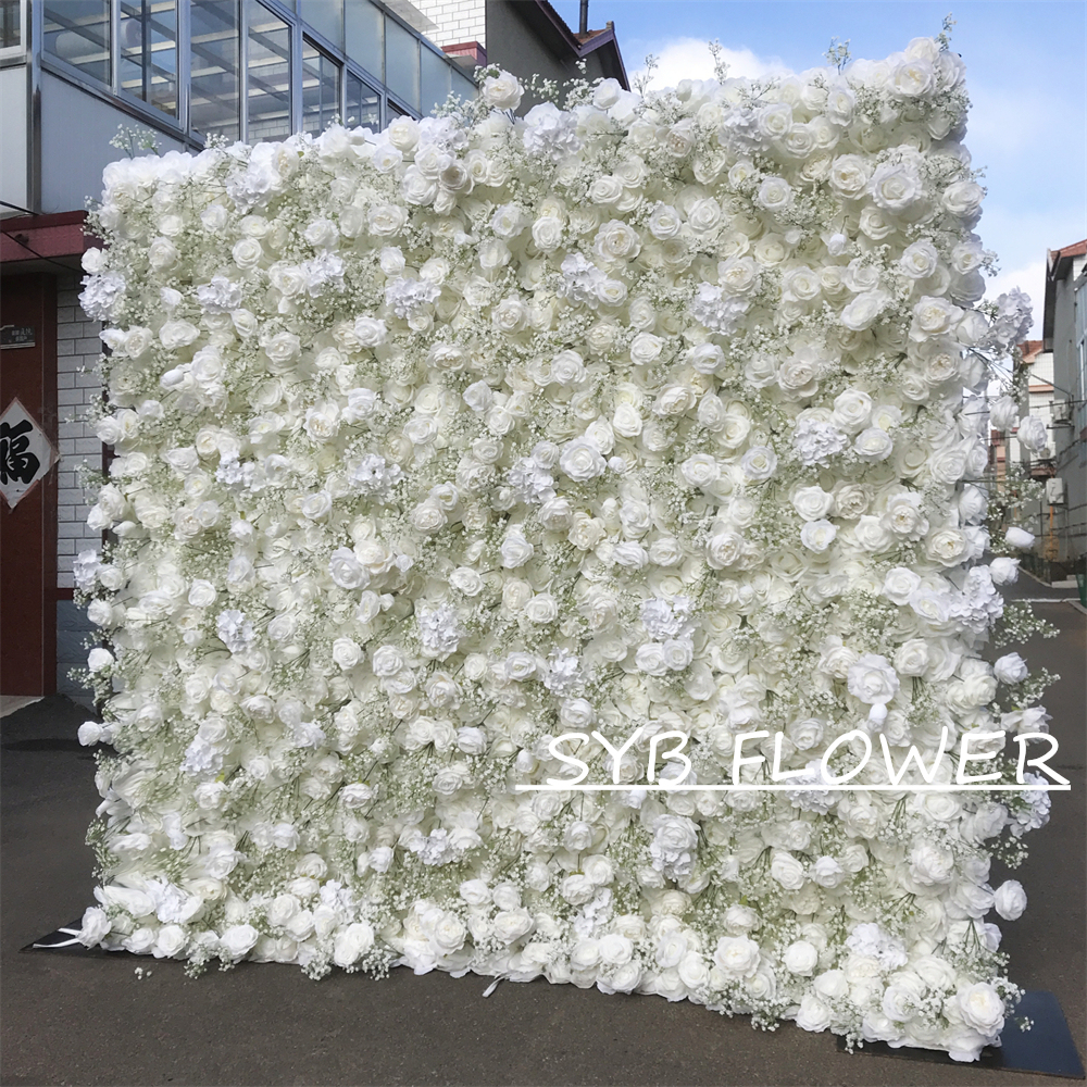 #333 Customized 3D/5D Cloth Back Roll up Articifial Flower Wall Backdrop For Wedding Event Party Decoration