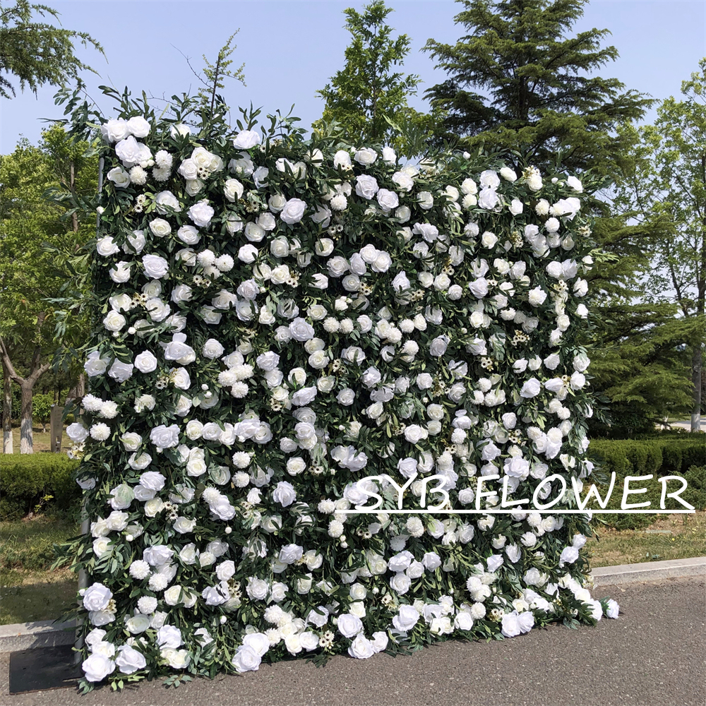 #324 Customized 3D/5D Cloth Back Roll up Articifial Flower Wall Backdrop For Wedding Event Party Decoration
