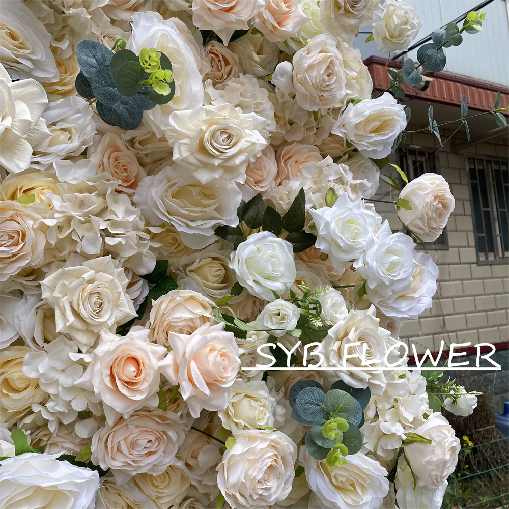 #321 Customized 3D/5D Cloth Back Roll up Articifial Flower Wall Backdrop For Wedding Event Party Decoration