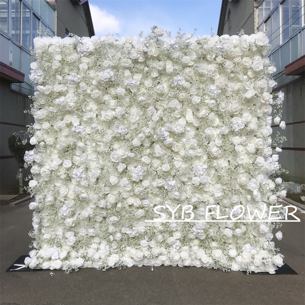 #333 Customized 3D/5D Cloth Back Roll up Articifial Flower Wall Backdrop For Wedding Event Party Decoration