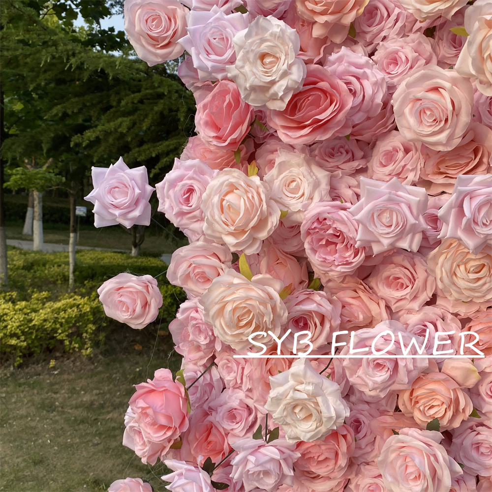 #322 Customized 3D/5D Cloth Back Roll up Articifial Flower Wall Backdrop For Wedding Event Party Decoration