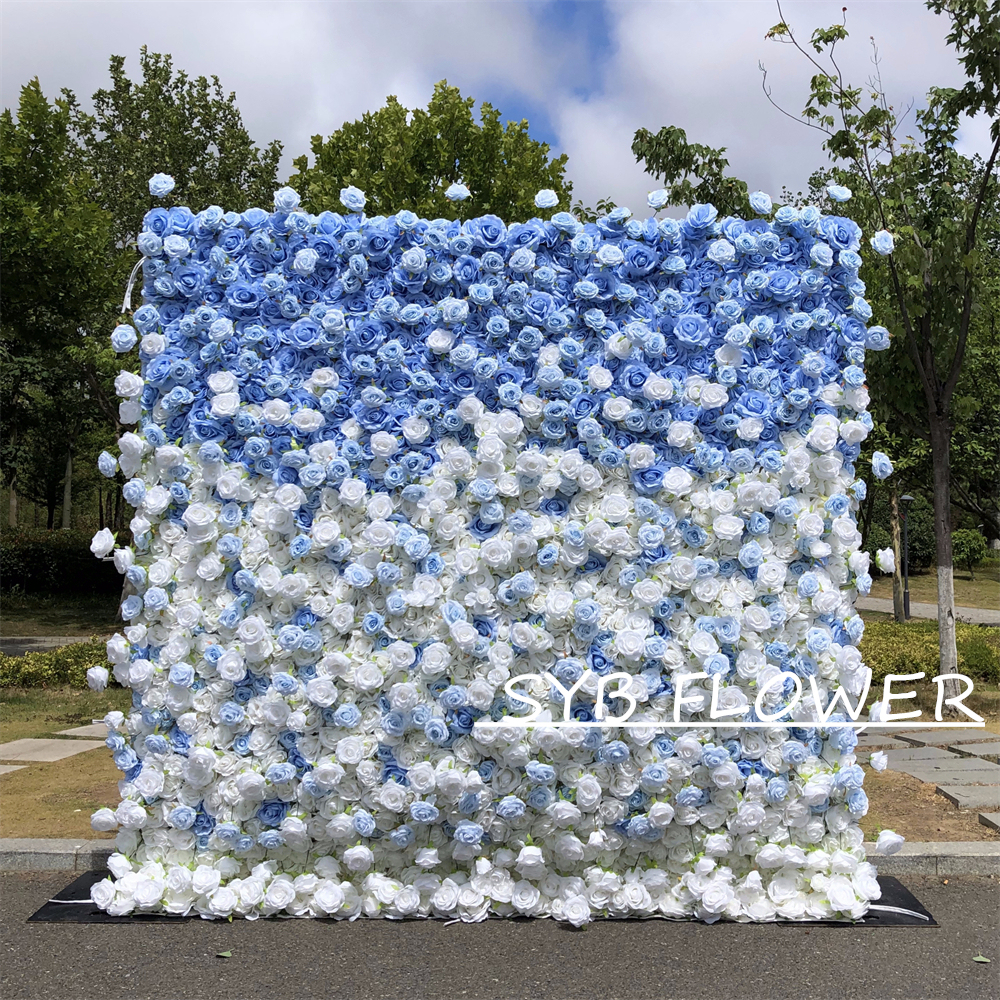 #BDJ105 Customized 3D/5D Cloth Back Roll up Articifial Flower Wall Backdrop For Wedding Event Party Decoration