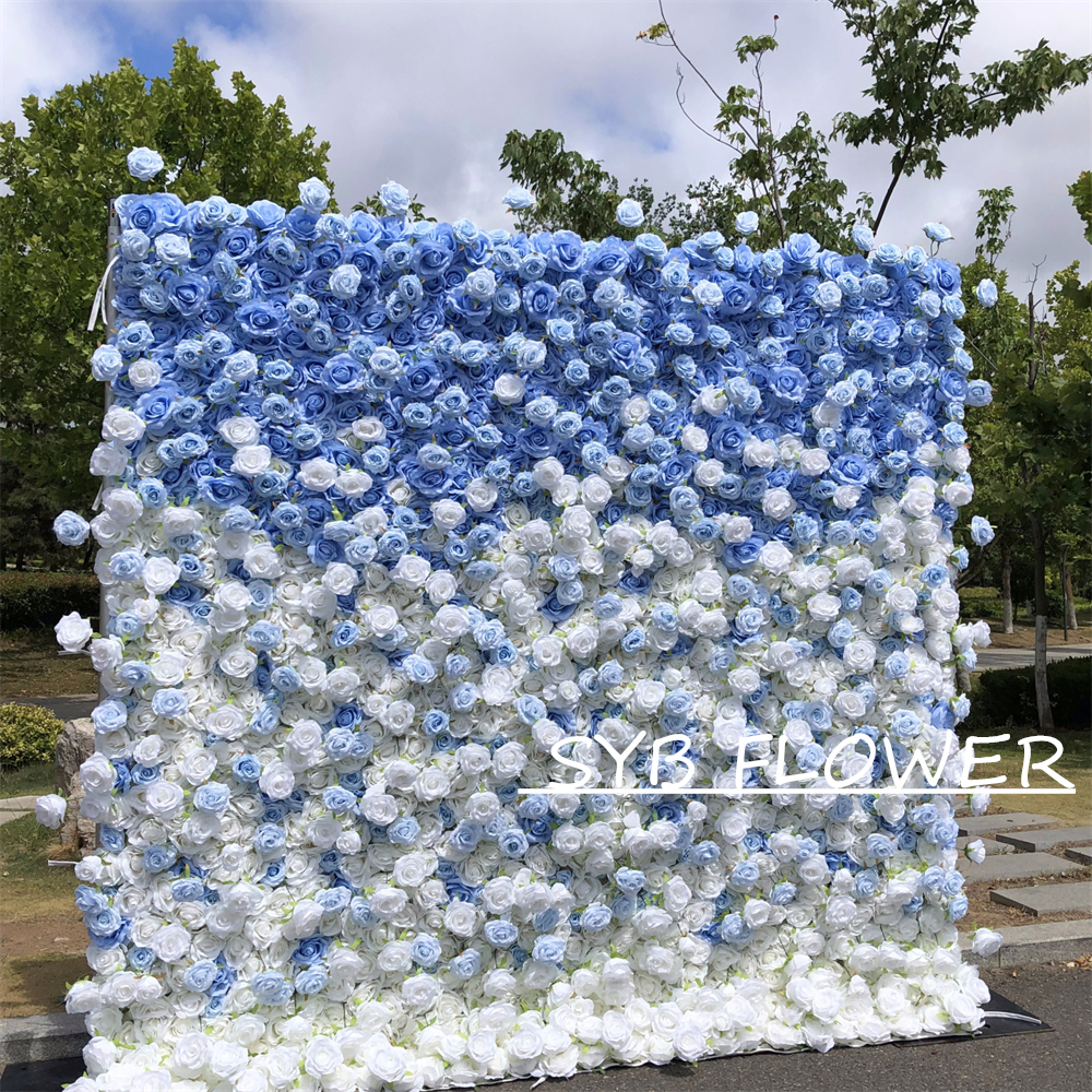 #BDJ105 Customized 3D/5D Cloth Back Roll up Articifial Flower Wall Backdrop For Wedding Event Party Decoration