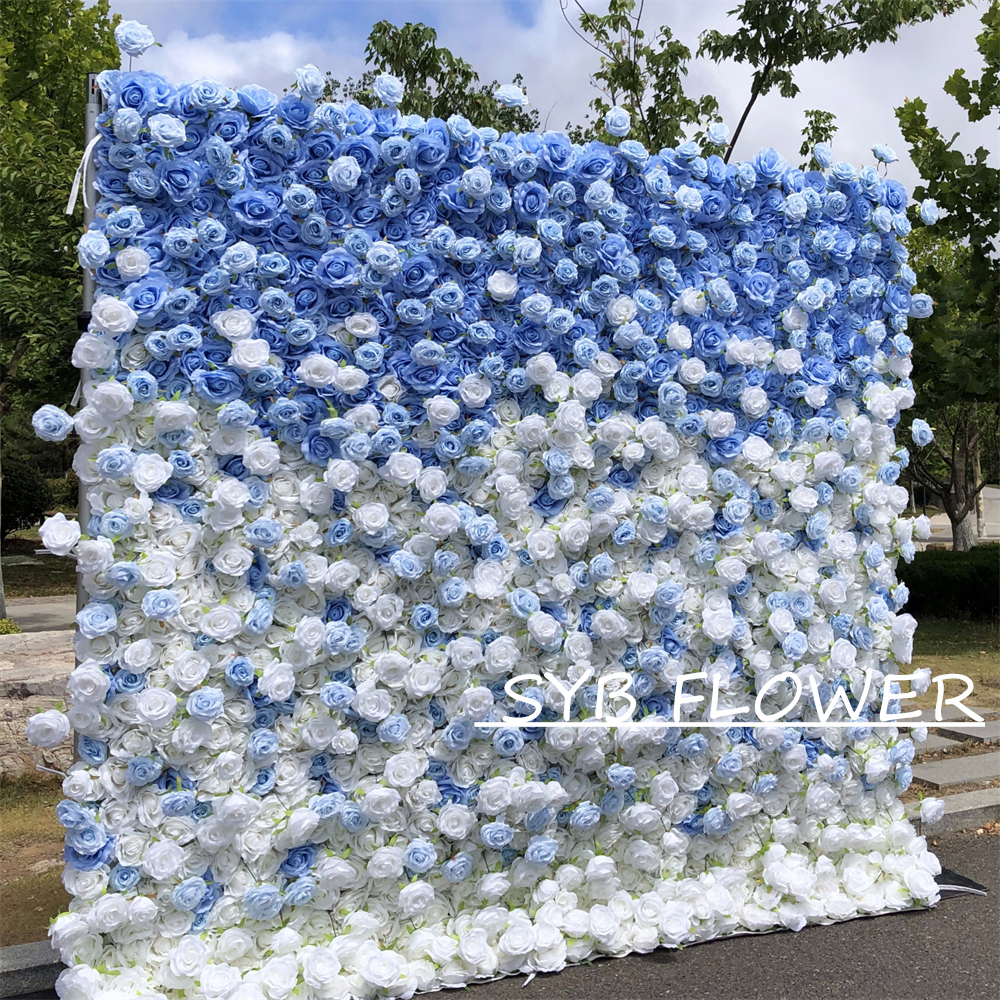 #BDJ105 Customized 3D/5D Cloth Back Roll up Articifial Flower Wall Backdrop For Wedding Event Party Decoration