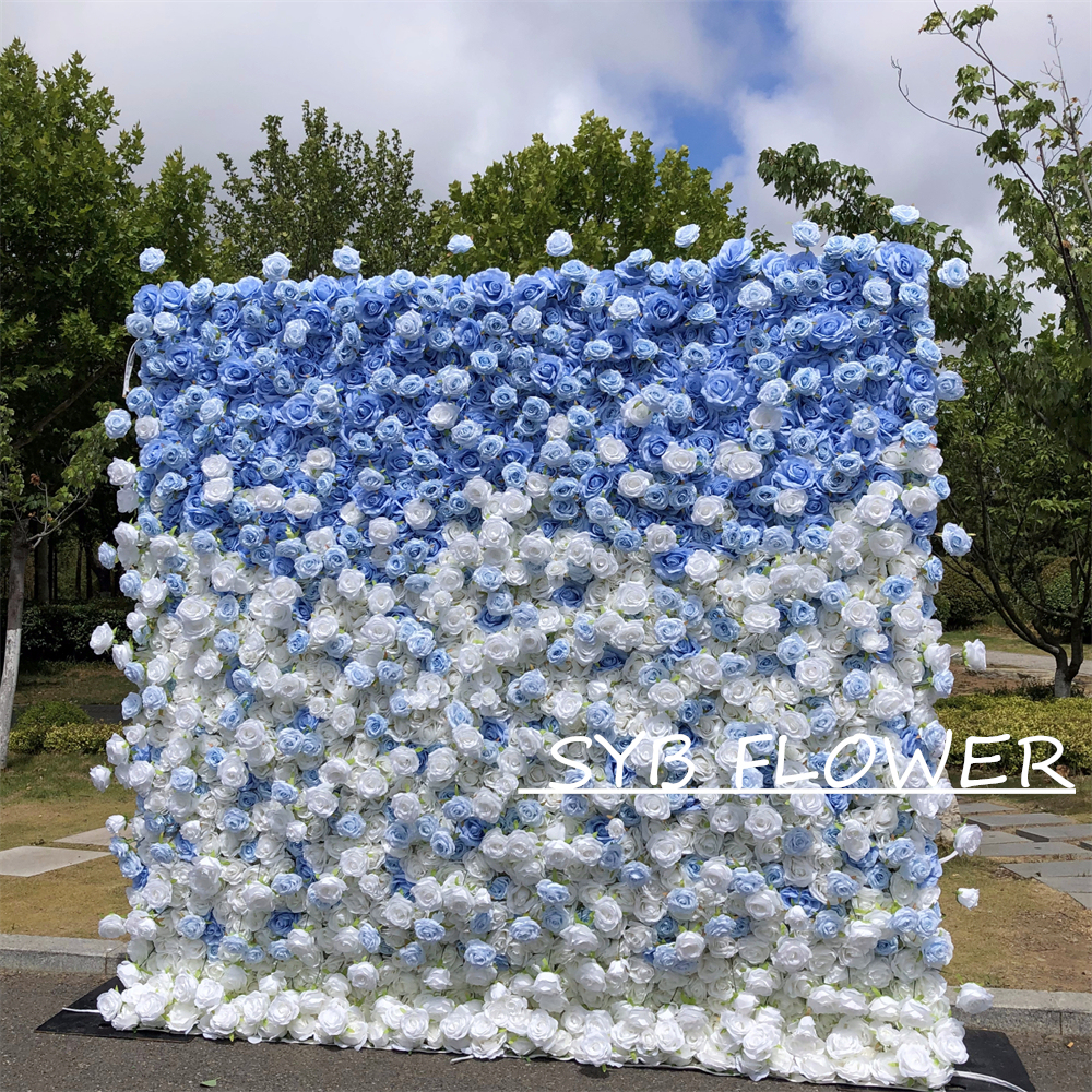 #BDJ105 Customized 3D/5D Cloth Back Roll up Articifial Flower Wall Backdrop For Wedding Event Party Decoration
