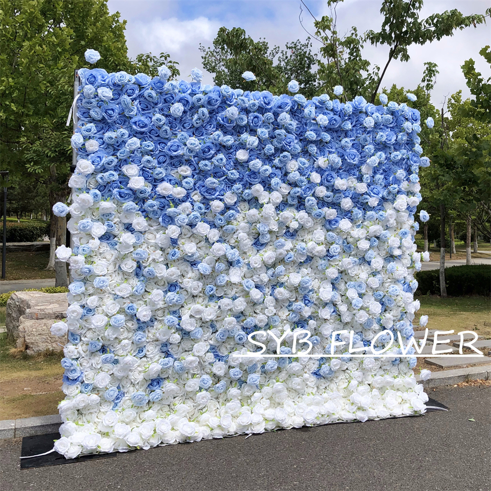 #BDJ105 Customized 3D/5D Cloth Back Roll up Articifial Flower Wall Backdrop For Wedding Event Party Decoration