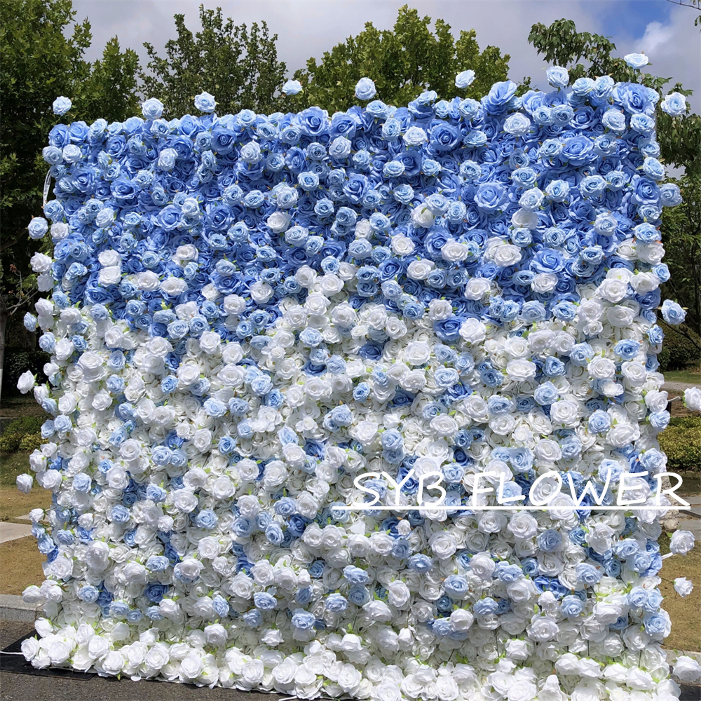 #BDJ105 Customized 3D/5D Cloth Back Roll up Articifial Flower Wall Backdrop For Wedding Event Party Decoration