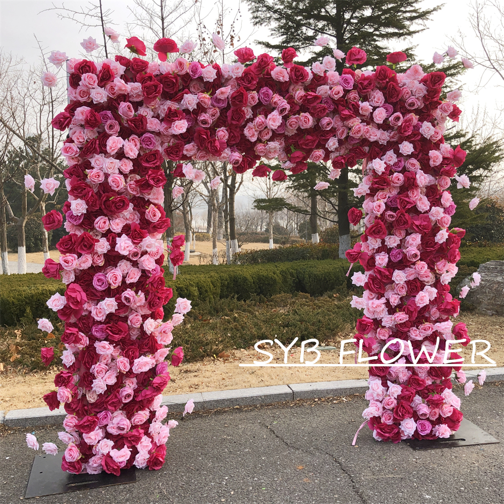 AC-058 Wholesale Customized Wedding Arch Silk Artificial Flower Gate Flower Arch Backdrop For Wedding Decoration With Free Shipping