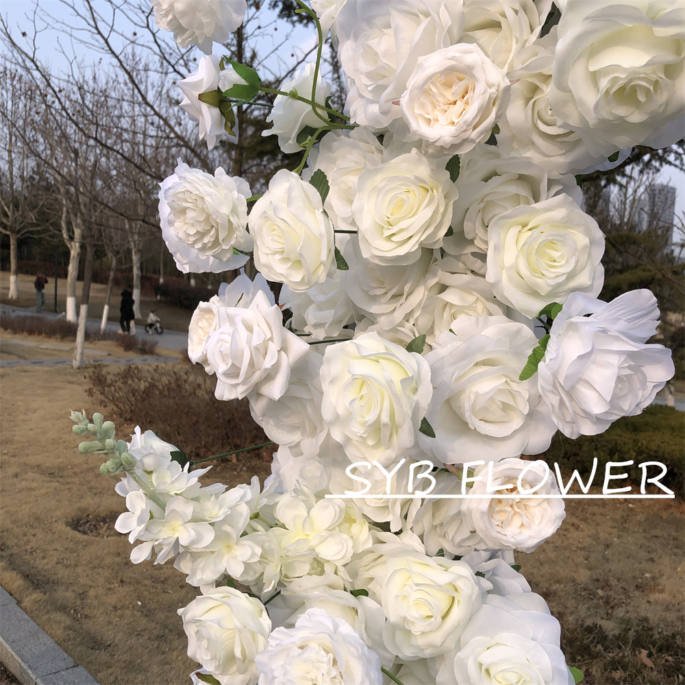 AC-018 Customized Wedding Arch Artificial White Rose Heart Shaped Arch Backdrop For Wedding Decoration With Free Shipping
