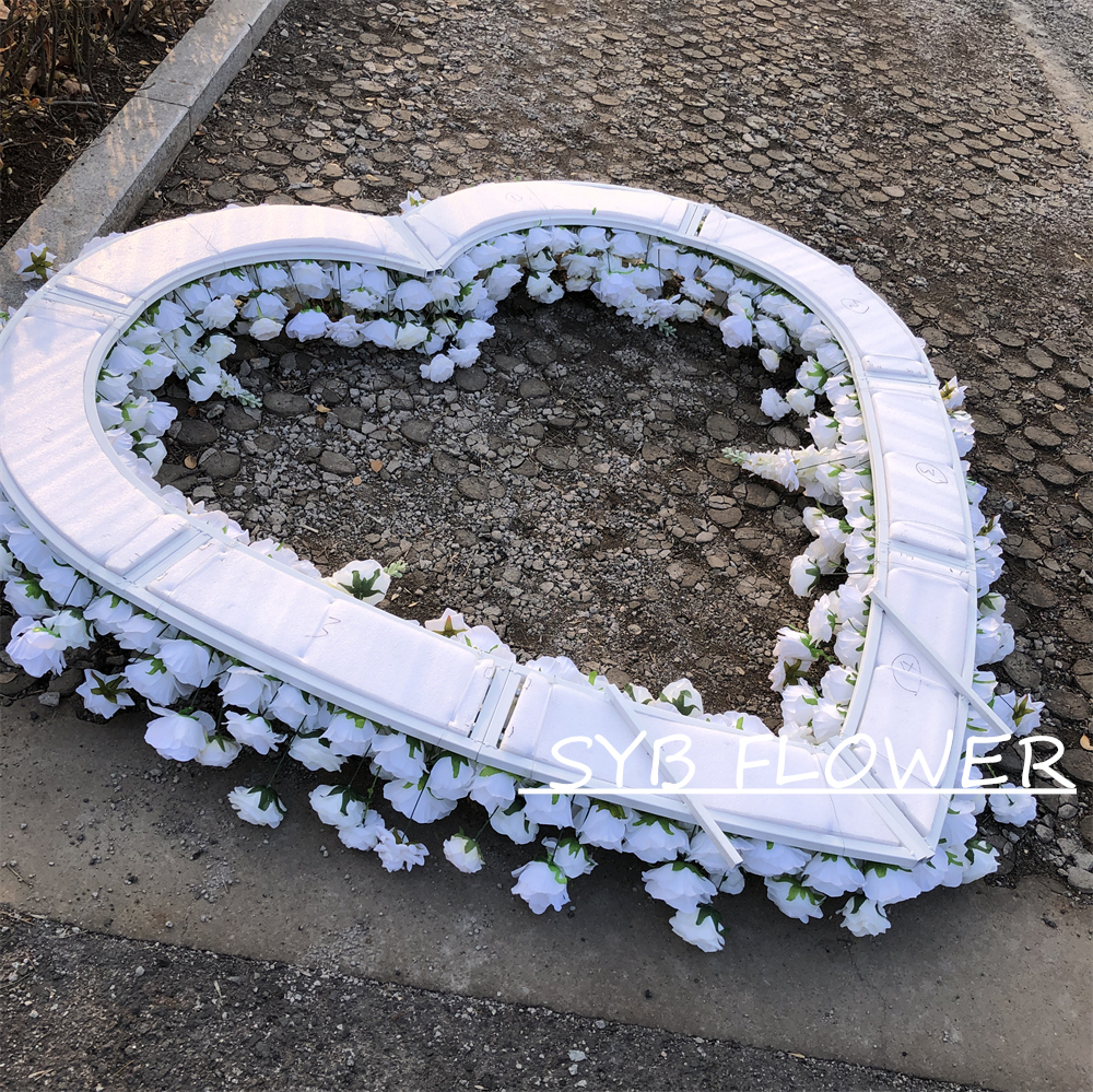 AC-018 Customized Wedding Arch Artificial White Rose Heart Shaped Arch Backdrop For Wedding Decoration With Free Shipping