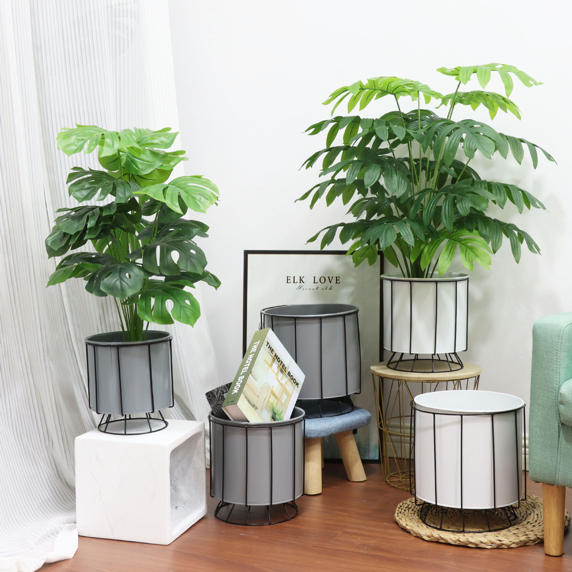 Artificial Plant/Tree Iron Craft Flower Pot- Indoor Home/Garden Decorative Large Artificial Plants/Trees Iron Craft Flower Pot