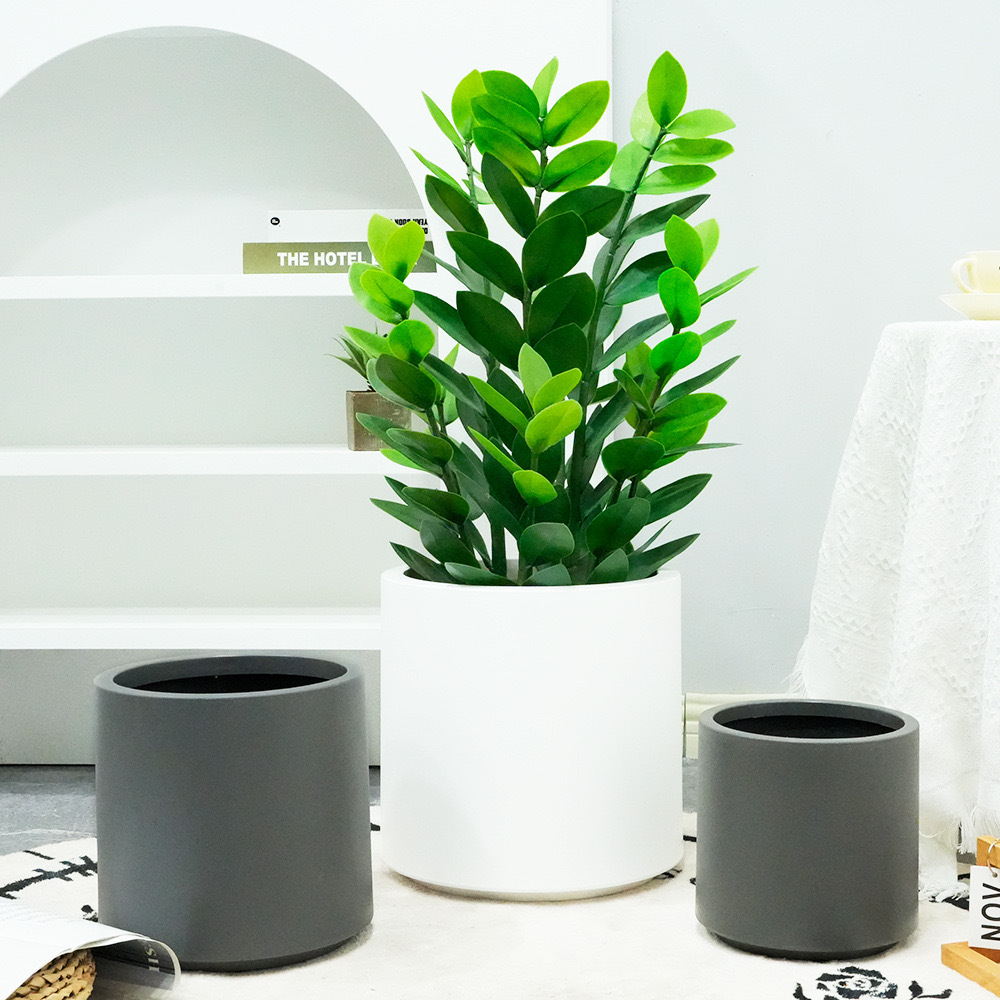 Artificial Cement Cylinder-shaped Plant Pot - Indoor Home/Garden Decorative Large Artificial Plants/Trees Cement Pot