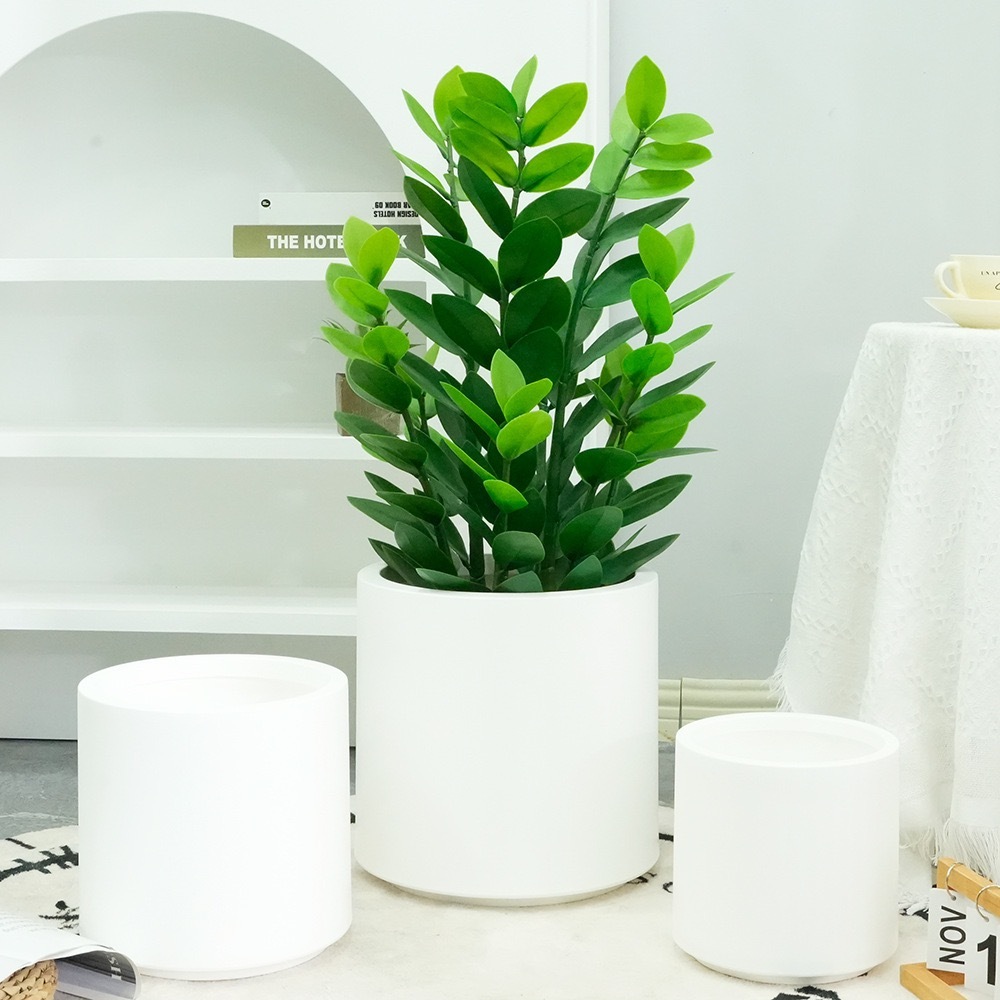 Artificial Cement Cylinder-shaped Plant Pot - Indoor Home/Garden Decorative Large Artificial Plants/Trees Cement Pot