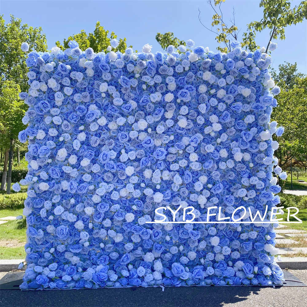 #266 Customized 3D/5D Cloth Back Roll up Articifial Flower Wall Backdrop For Wedding Event Party Decoration