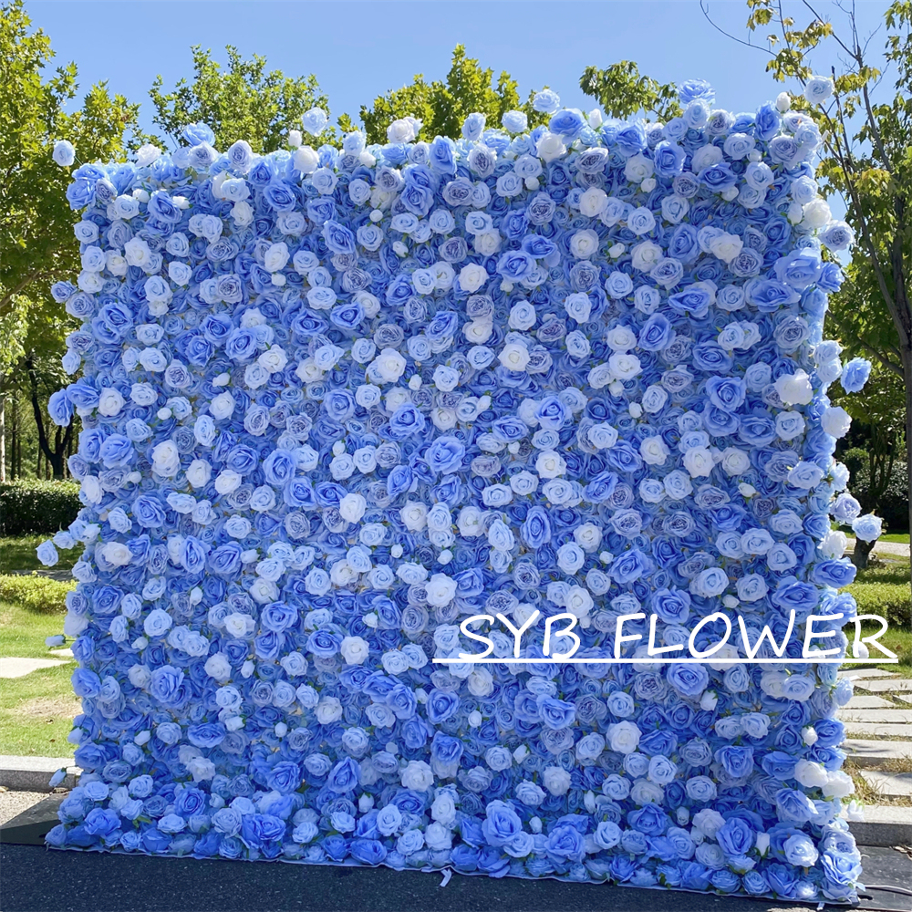 #266 Customized 3D/5D Cloth Back Roll up Articifial Flower Wall Backdrop For Wedding Event Party Decoration