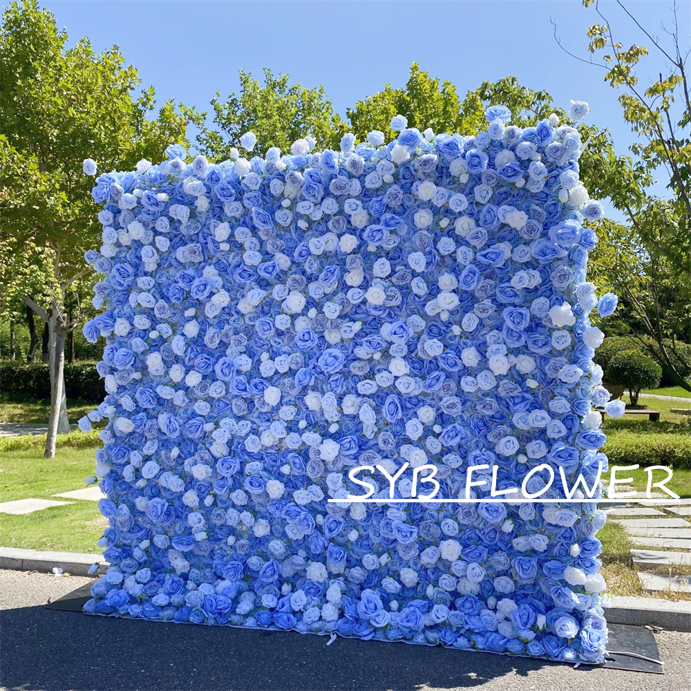 #266 Customized 3D/5D Cloth Back Roll up Articifial Flower Wall Backdrop For Wedding Event Party Decoration