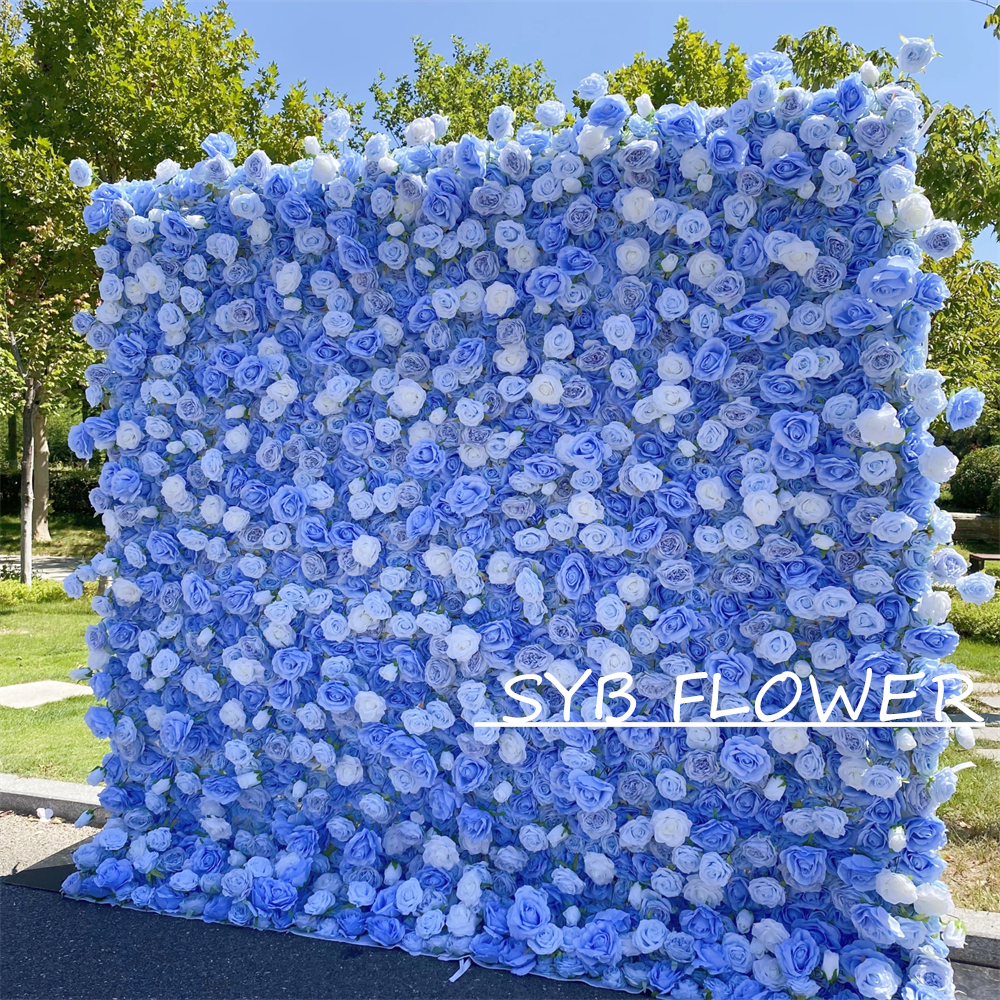 #266 Customized 3D/5D Cloth Back Roll up Articifial Flower Wall Backdrop For Wedding Event Party Decoration