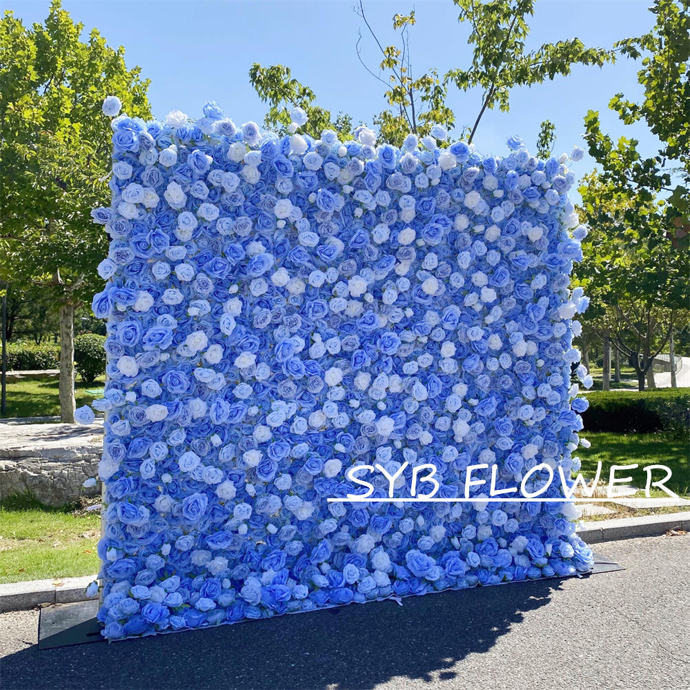 #266 Customized 3D/5D Cloth Back Roll up Articifial Flower Wall Backdrop For Wedding Event Party Decoration