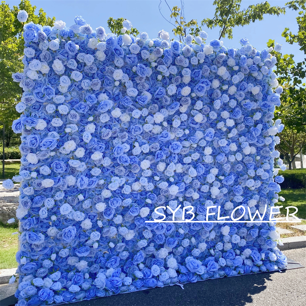 #266 Customized 3D/5D Cloth Back Roll up Articifial Flower Wall Backdrop For Wedding Event Party Decoration