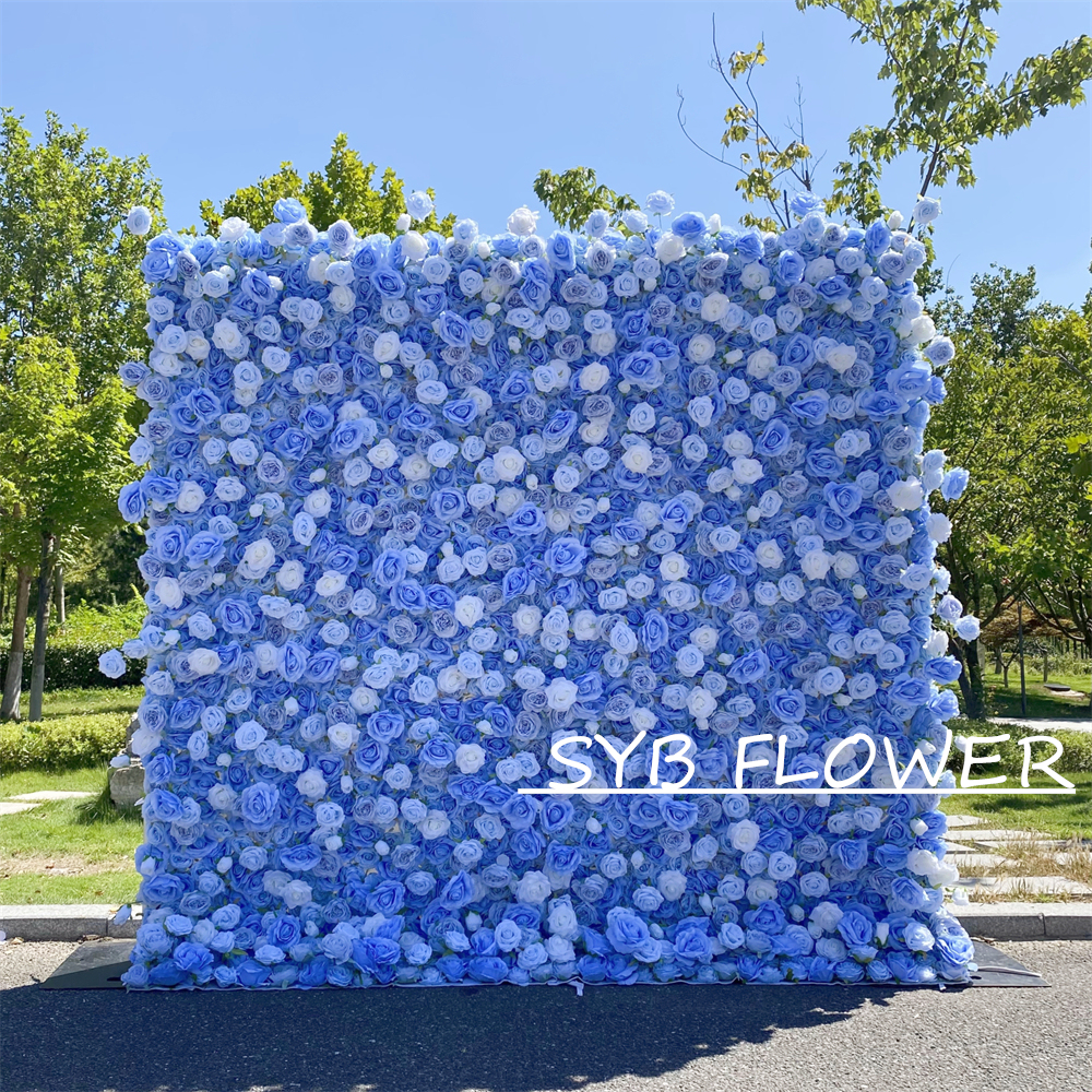 #266 Customized 3D/5D Cloth Back Roll up Articifial Flower Wall Backdrop For Wedding Event Party Decoration