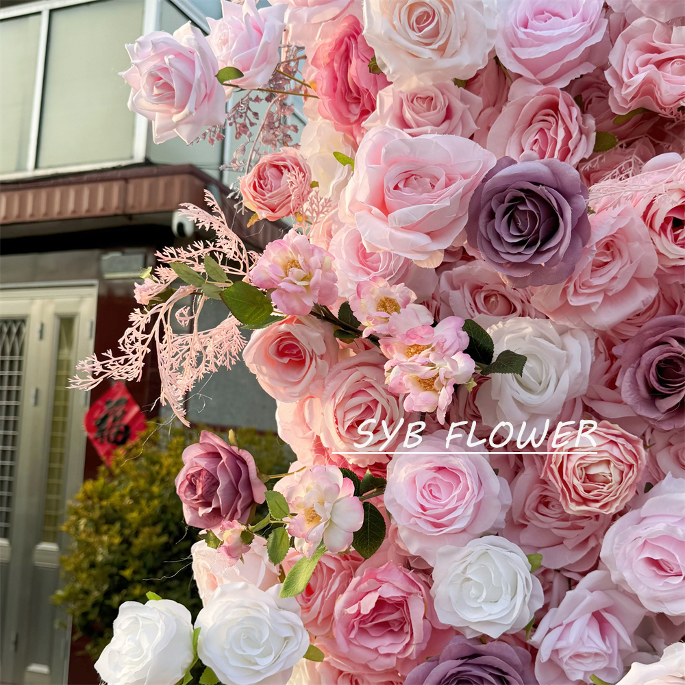 #398 Customized 3D/5D Cloth Back Roll up Articifial Flower Wall Backdrop For Wedding Event Party Decoration