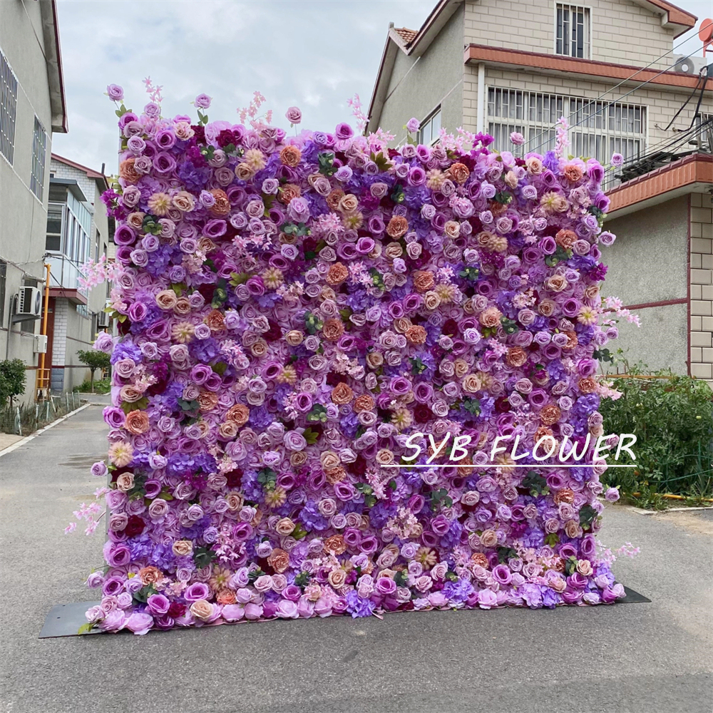 #329 Customized SYB FLOWER 3D/5D Cloth Back Roll up Articifial Flower Wall Backdrop For Wedding Event Party Decoration