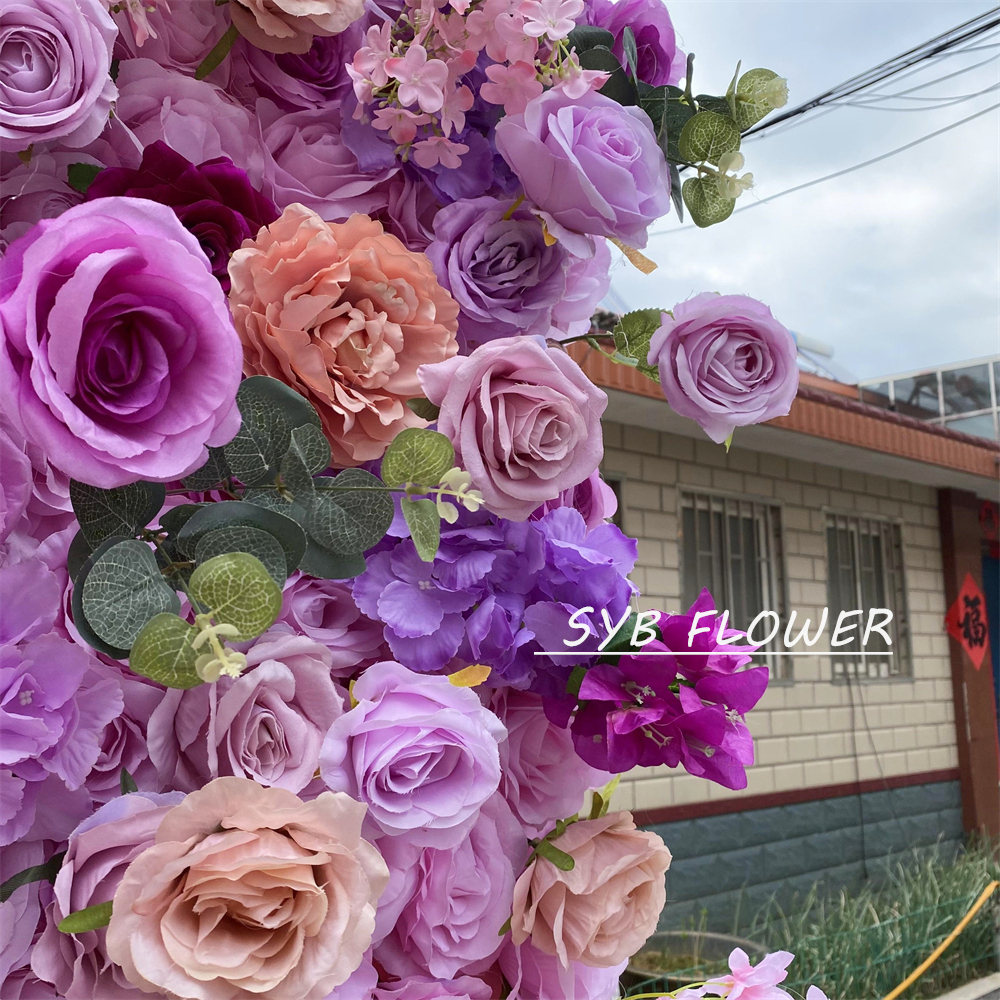 #329 Customized SYB FLOWER 3D/5D Cloth Back Roll up Articifial Flower Wall Backdrop For Wedding Event Party Decoration