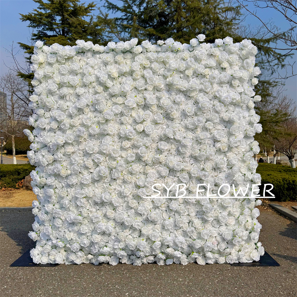 #396 SYB FLOWER Customized 3D/5D Cloth Back Roll up Articifial Flower Wall Backdrop For Wedding Event Party Decoration