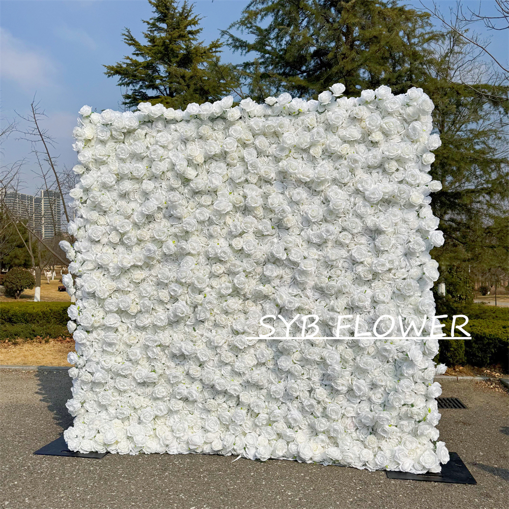 #396 SYB FLOWER Customized 3D/5D Cloth Back Roll up Articifial Flower Wall Backdrop For Wedding Event Party Decoration