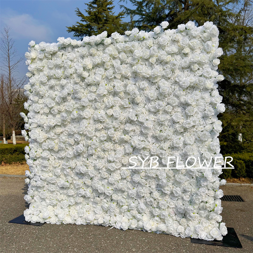 #396 SYB FLOWER Customized 3D/5D Cloth Back Roll up Articifial Flower Wall Backdrop For Wedding Event Party Decoration