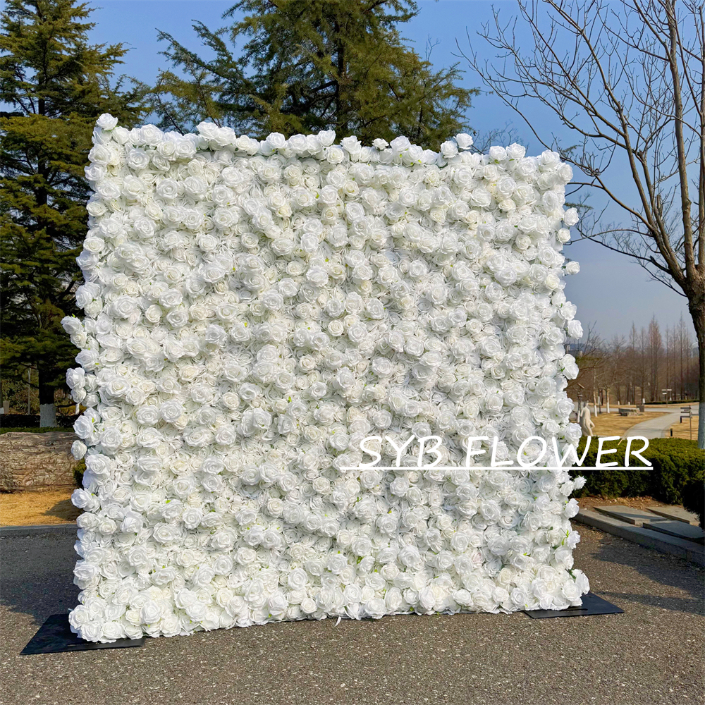 #396 SYB FLOWER Customized 3D/5D Cloth Back Roll up Articifial Flower Wall Backdrop For Wedding Event Party Decoration