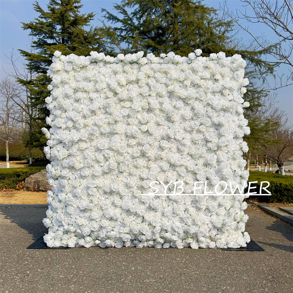 #396 SYB FLOWER Customized 3D/5D Cloth Back Roll up Articifial Flower Wall Backdrop For Wedding Event Party Decoration