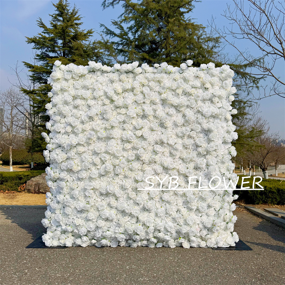 #396 SYB FLOWER Customized 3D/5D Cloth Back Roll up Articifial Flower Wall Backdrop For Wedding Event Party Decoration