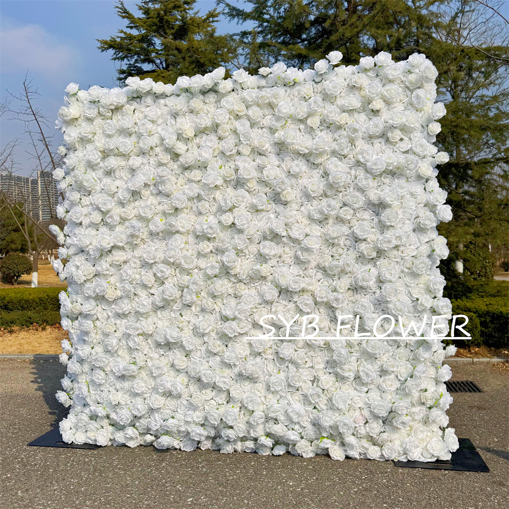 #396 SYB FLOWER Customized 3D/5D Cloth Back Roll up Articifial Flower Wall Backdrop For Wedding Event Party Decoration