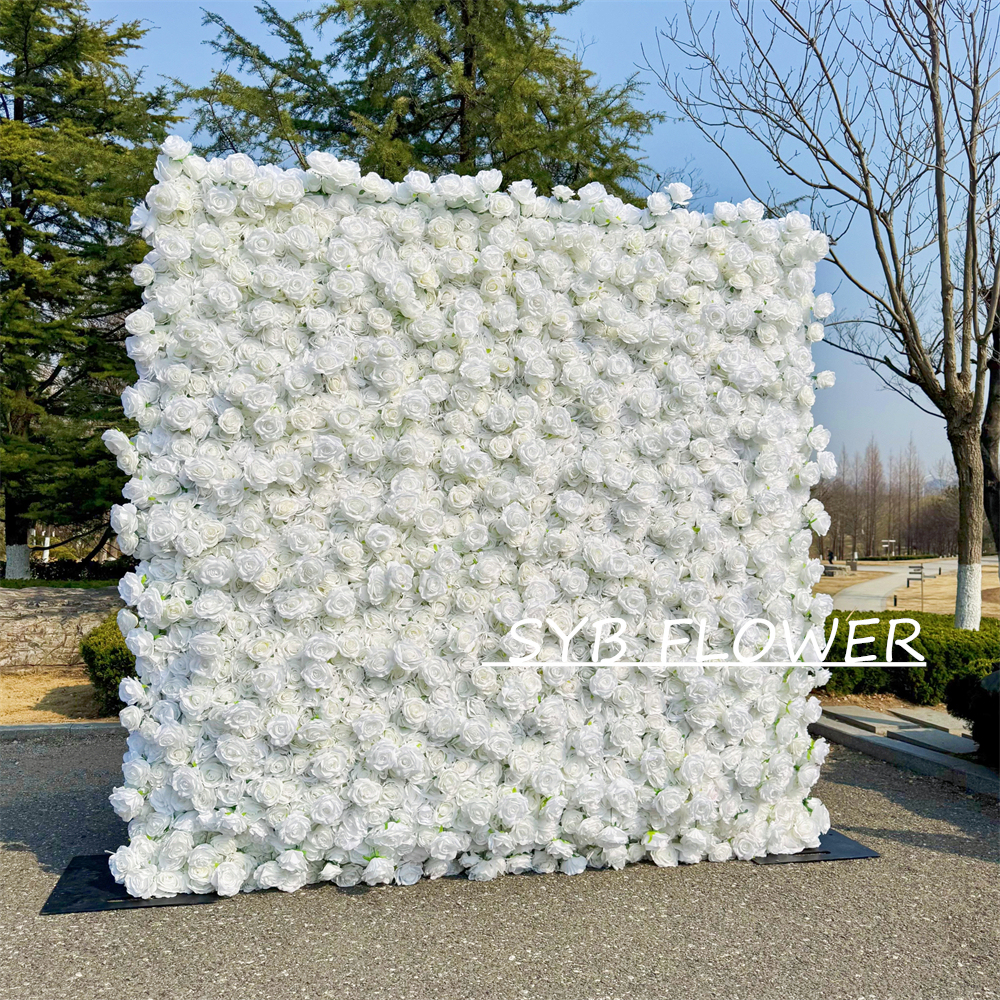 #396 SYB FLOWER Customized 3D/5D Cloth Back Roll up Articifial Flower Wall Backdrop For Wedding Event Party Decoration