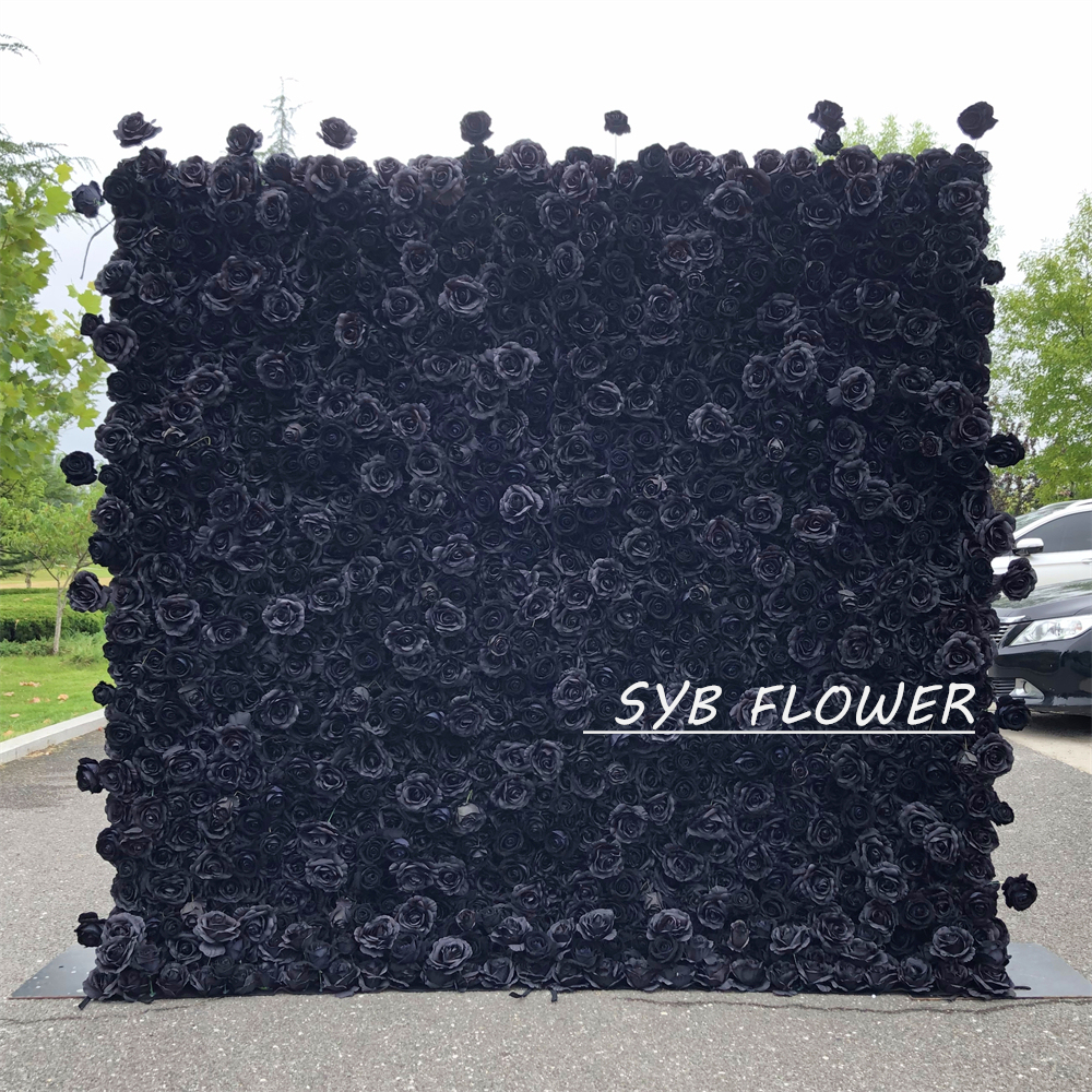 #340 SYB FLOWER Customized 3D/5D Black Cloth Back Roll up Articifial Flower Wall Backdrop For Wedding Event Party Decoration