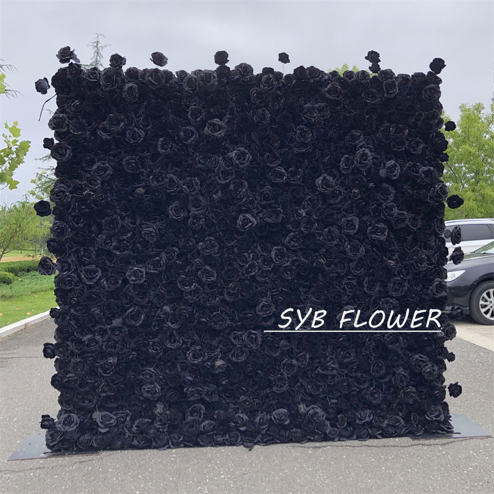 #340 SYB FLOWER Customized 3D/5D Black Cloth Back Roll up Articifial Flower Wall Backdrop For Wedding Event Party Decoration