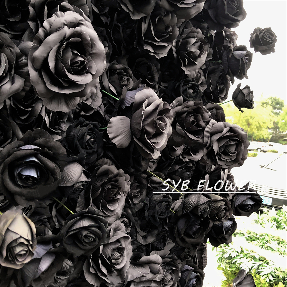#340 SYB FLOWER Customized 3D/5D Black Cloth Back Roll up Articifial Flower Wall Backdrop For Wedding Event Party Decoration