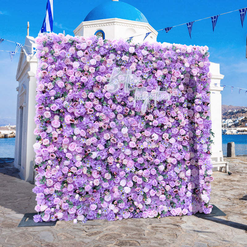 #327 Customized 3D/5D Cloth Back Roll up Articifial Flower Wall Backdrop For Wedding Event Party Decoration