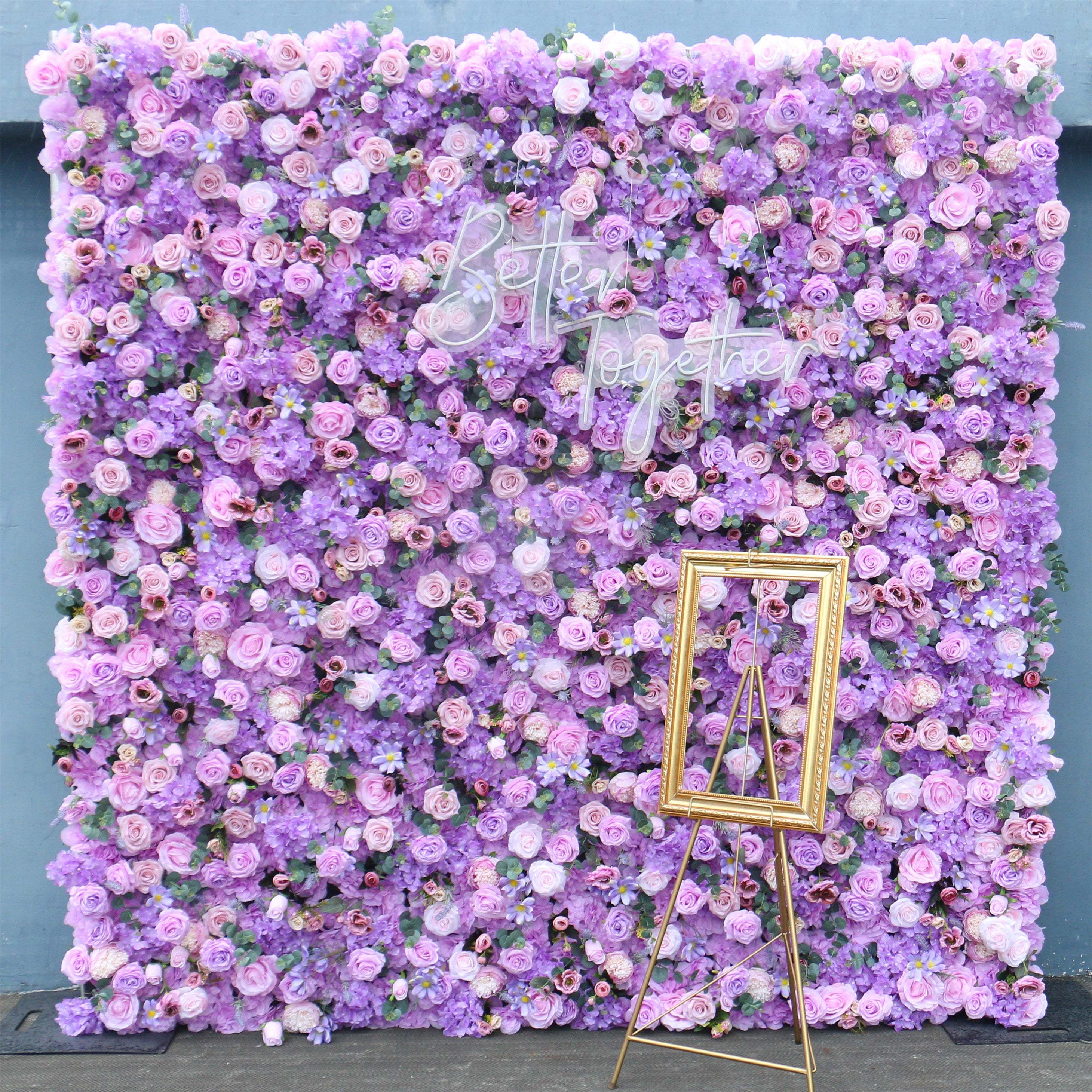 #327 Customized 3D/5D Cloth Back Roll up Articifial Flower Wall Backdrop For Wedding Event Party Decoration