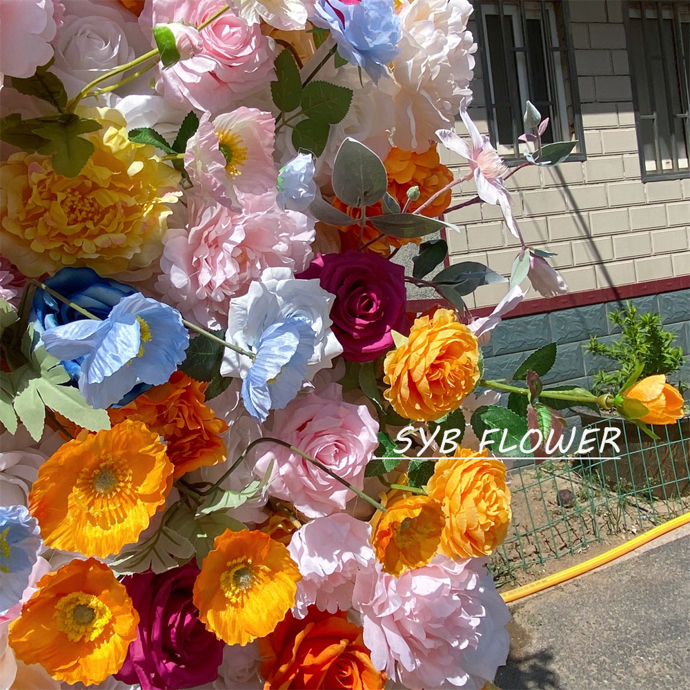 #362 SYB FLOWER Customized 3D/5D Cloth Back Roll up Artificial Flower Wall Backdrop For Wedding Event Party Decoration